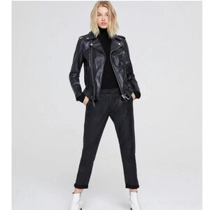 AG The Caden Tailored Trouser Leatherette  Coated Black Pants